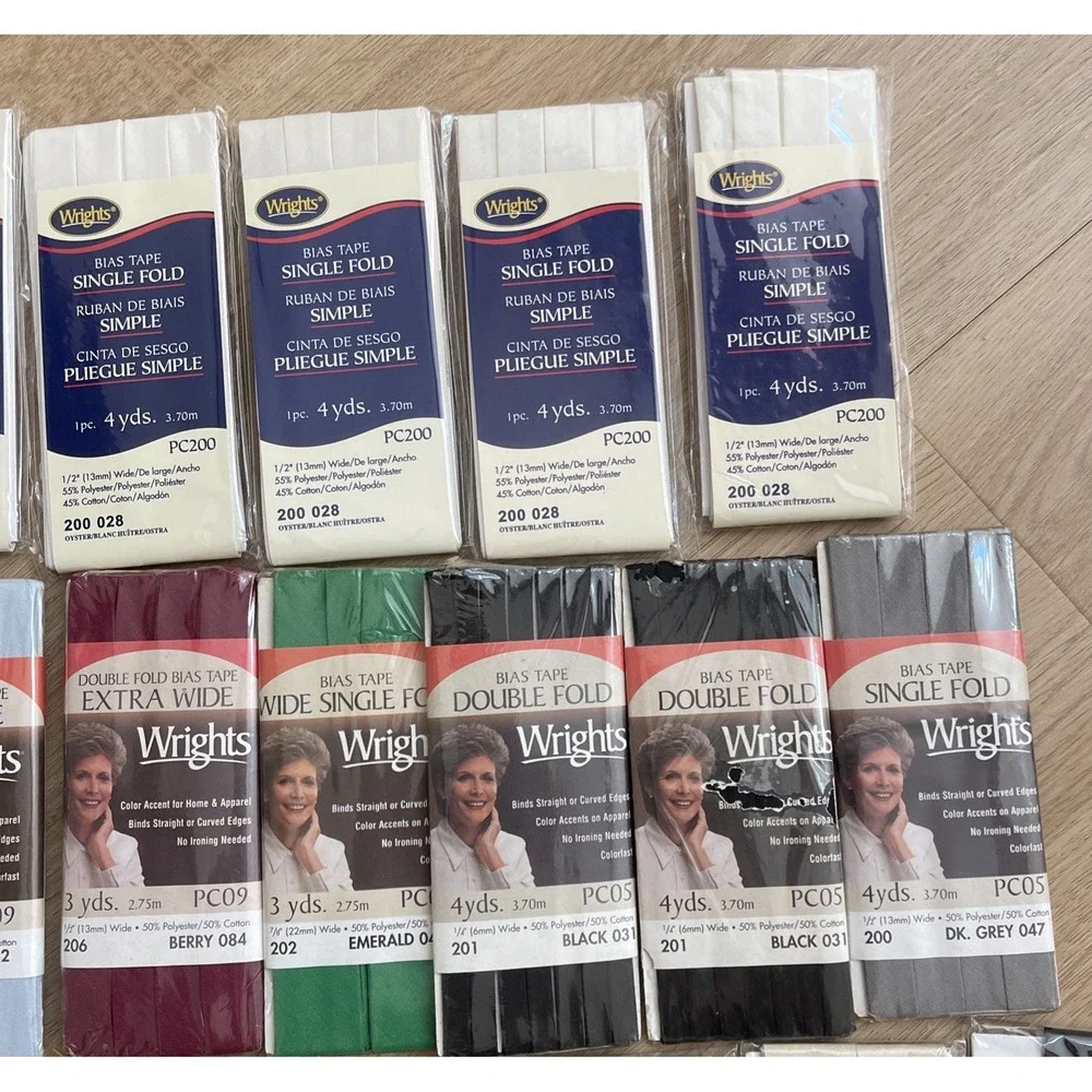 Wrights Bias Tape Single/Double Fold Single /Extra Wide Lot of 26 Multicolor